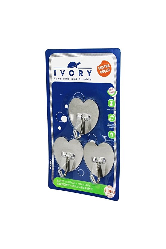 3 PARÇA  KALP - METAL YAPIŞKAN ASKI (4767)