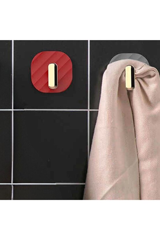 2li Yapışkanlı Retro Askılık Dolap Kapak Kulpu Kırmızı (4767)