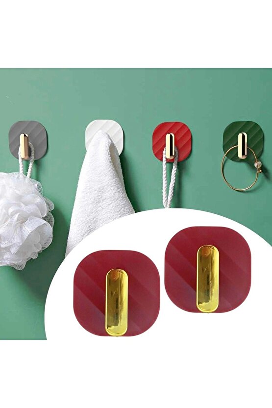 2li Yapışkanlı Retro Askılık Dolap Kapak Kulpu Kırmızı (4767)