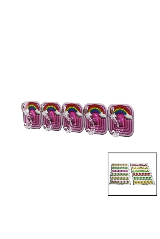 5PCS TEKLİ - ÇOKLU KULLANIM  MİKA KRİSTAL KOLLU  RESİMLİ YAPIŞKANLI  ASKI (4767)
