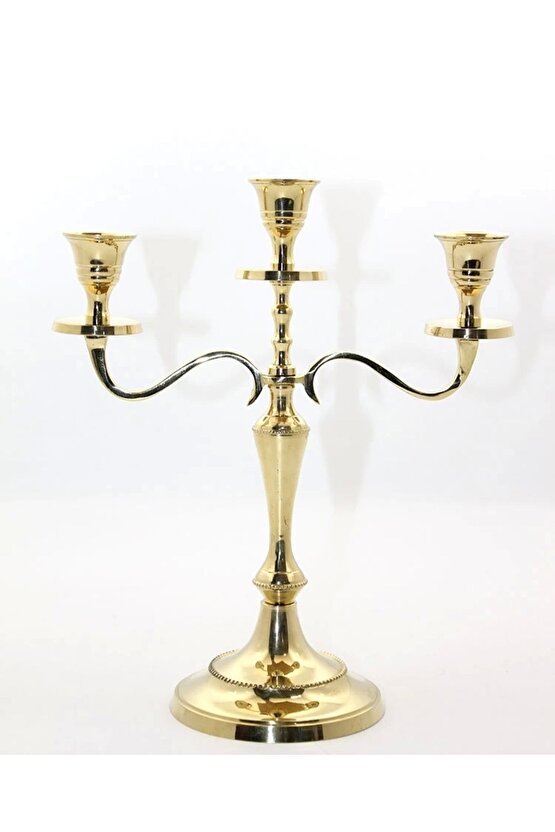 Pirinç 3lü Şamdan 4612