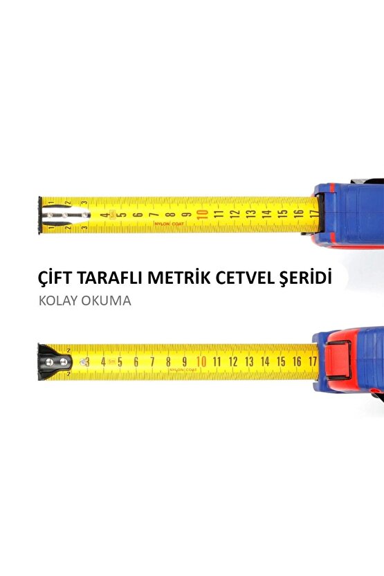 Wp261044 8mx25mm Naylon Kaplama Sarı Çift Taraflı Manyetik Çelik Şerit Metre