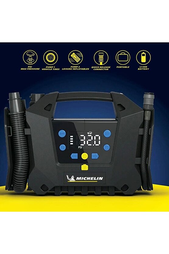 Mc34259 11.1volt2.5ah.120psı Ayarlanabilir Dijital Basınç Göstergeli Şarjlı Lastik&yatak Ş