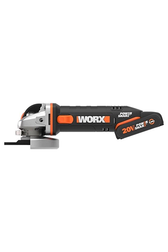 Wx800 20volt 2.0 Ah. Li-ion Çift Akülü 115mm Profesyonel Şarjlı Avuç Taşlama