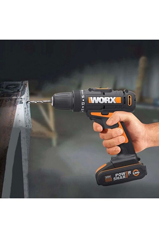 Wx108 20volt2.0ah. Li-ion Çift Akülü Profesyonel Şarjlı Matkap