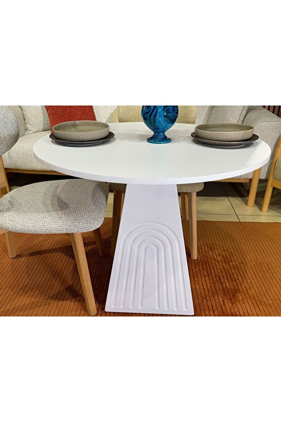 90 cm Yuvarlak Bohem Ahşap Yemek Masası - Fungi Serisi - Mutfak Balkon Kafe masası