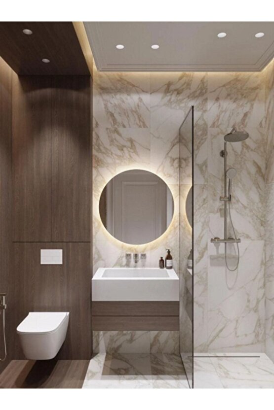 70 cm Günışığı Ledli Yuvarlak Banyo Aynası Makyaj AynasıTrafolu