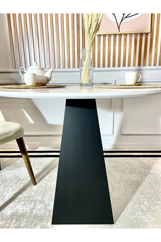 90 Cm Siyah Ahşap Yuvarlak Yemek Masası - Fungi Serisi - Çalışma Masası - Balkon Ve Kafe Masası