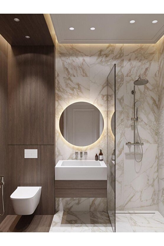 70 Cm Günışığı Ledli Yuvarlak Banyo Aynası Makyaj Aynasıtrafolu