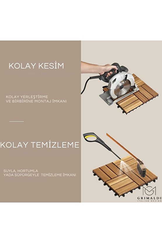 Gunbo Home Masif Akasya , Ahşap Karo Zemin Kaplaması 30x30cm (9 ADET KARO = 0,81 M2) Kahverengi