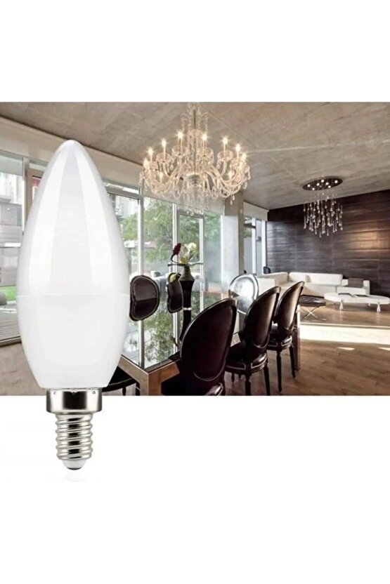 1 Adet Çok Kaliteli E14 Duy 7 Watt, 3000 Kelvin Led Ampul, Gün Işığı Renkli E14 Duy Led Avize Ampulü