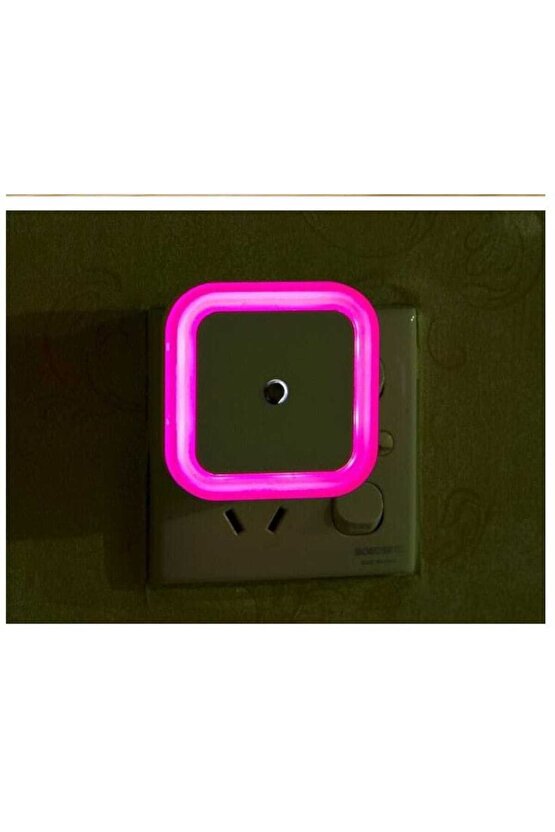 Fotoselli Led Gece Lambası, Pembe Renk Sensörlü Gece Lambası, 1 Watt Pembe Renk Led Gece Lambası