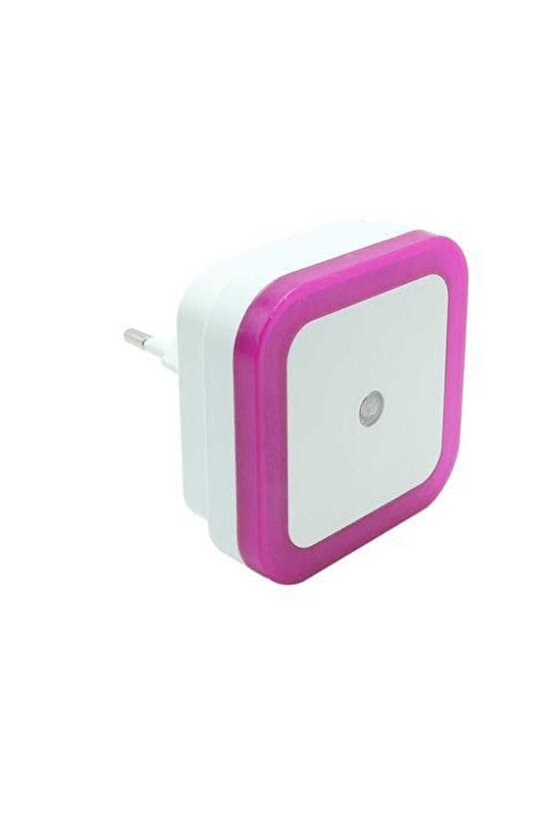 Fotoselli Led Gece Lambası, Pembe Renk Sensörlü Gece Lambası, 1 Watt Pembe Renk Led Gece Lambası