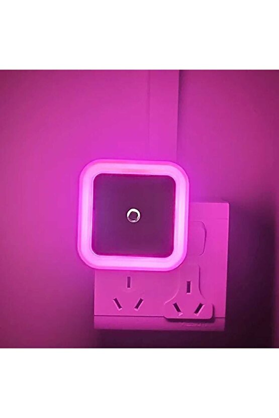 Fotoselli Led Gece Lambası, Pembe Renk Sensörlü Gece Lambası, 1 Watt Pembe Renk Led Gece Lambası
