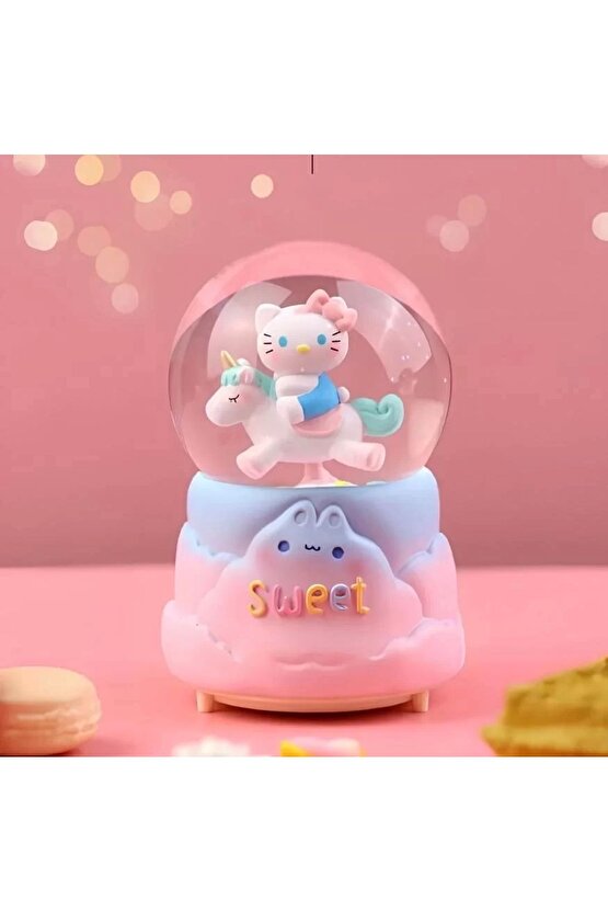 Hello Kitty Işıklı Müzikli Kar Küresi Orta Boy Alk3041
