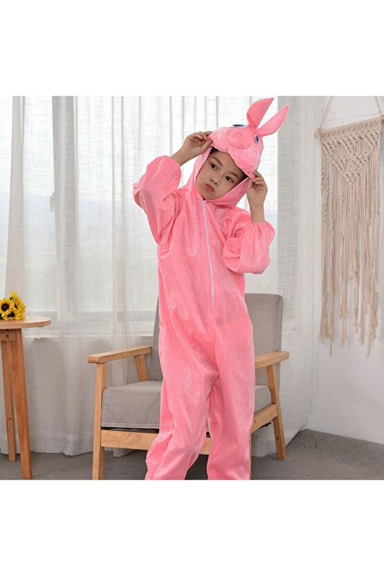 Tavşan Kostümü Pembe Renk 2-3 Yaş 80 Cm