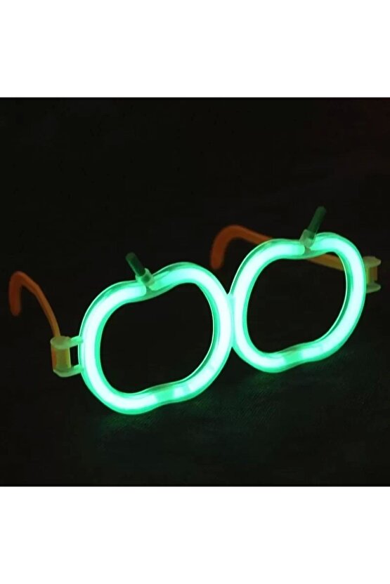 Glow Elma Gözlük - Glow Partisi Gözlüğü - Glow Stick Gözlük 12 Adet
