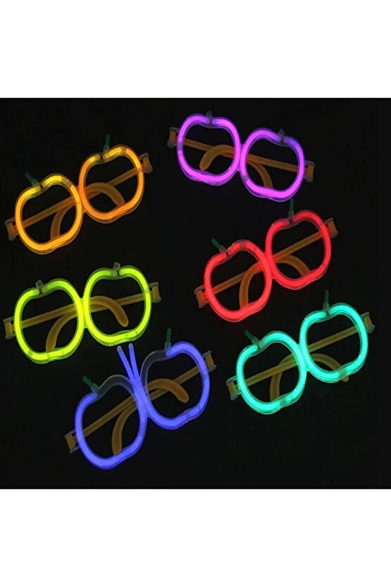 Glow Elma Gözlük - Glow Partisi Gözlüğü - Glow Stick Gözlük 12 Adet