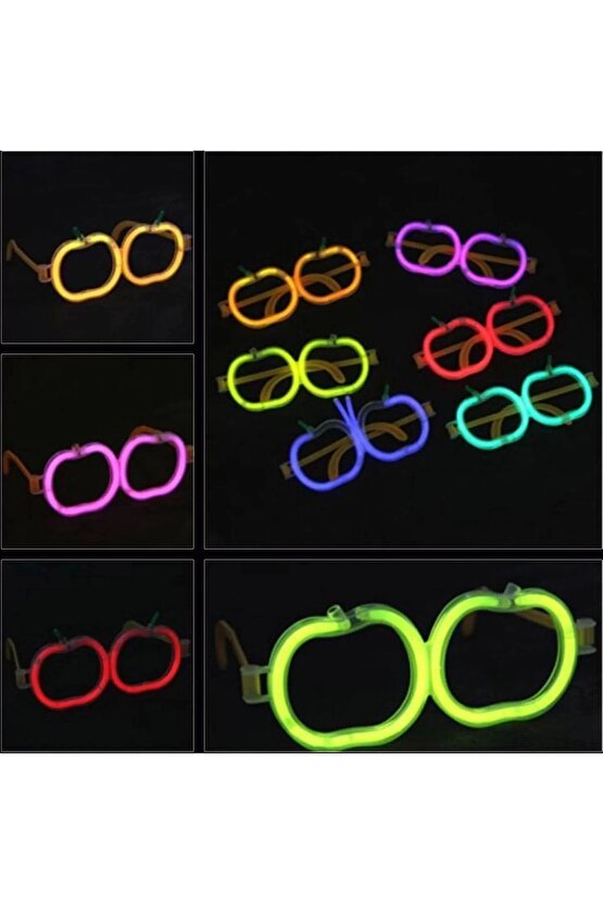 Glow Elma Gözlük - Glow Partisi Gözlüğü - Glow Stick Gözlük 12 Adet