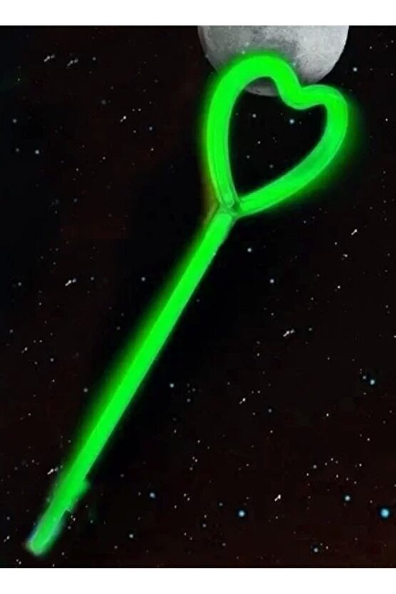 Karanlıkta Yanan Glow  Partisi Kalp Şekilli Asa Sopa 6 Renk 6 Adet