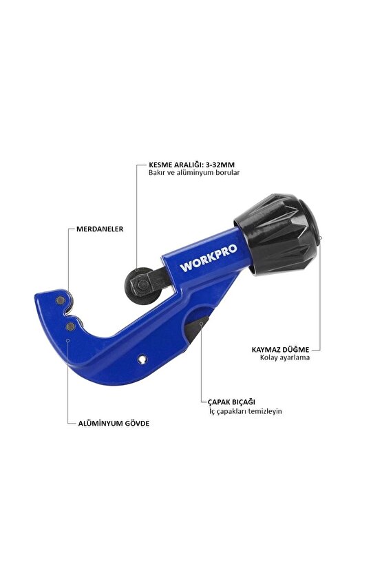 Wp301005 3-32mm Profesyonel Bakır Boru Kesme Makası 1 Adet Yedek Bıçak