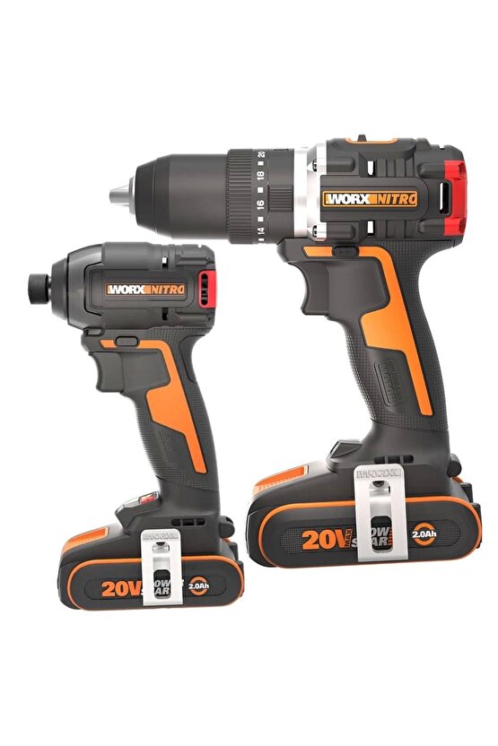 Wx925 20volt2.0ah Li-ion Çift Akülü Kömürsüz Profesyonel Darbeli Matkap Wx265 Kömürsüz Darbeli