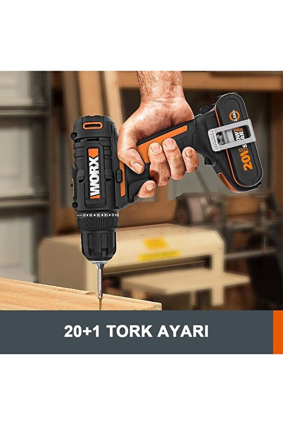 Wx100 20volt2.0ah. Li-ion Tek Akülü Profesyonel Şarjlı Matkap