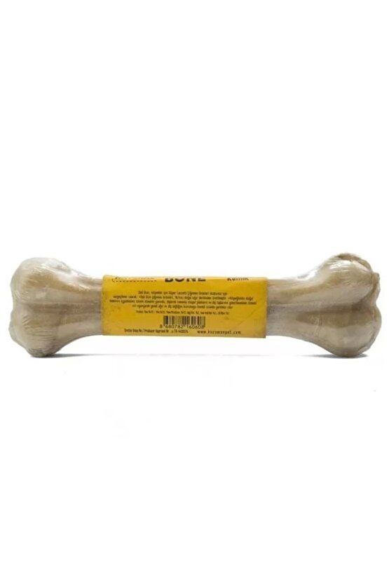 Deri Pres Vakumlu Kemik Köpek Ödülü Naturel 22 Cm 1 Adet