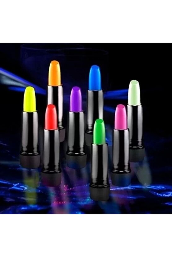 Karanlıkta Parlayan Yanan Uv Neon Ruj Yüz Boyama 6 Adet 6 Renk