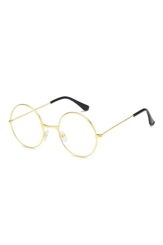 Yuvarlak Cam John Lennon Tarzı Hippi Imaj Çerçeveli Şeffaf Gözlük