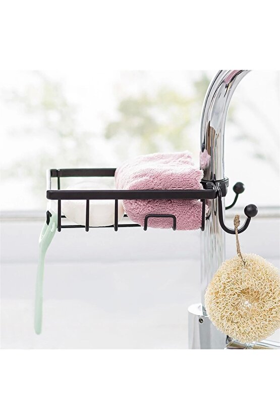 Paslanmaz Çelik Mutfak Banyo Musluğuna Sabitlenebilir Sabunluk (4767)