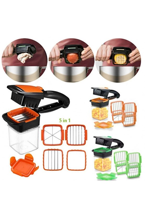 Nicer Dicer Quick 5 In 1 Pratik Hazneli Sebze Meyve Doğrayıcı Dilimleme Aleti (4767)