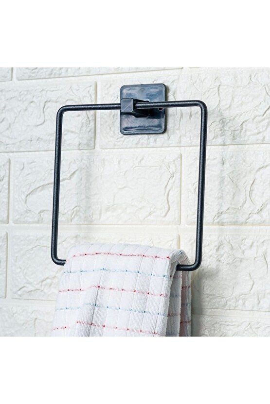 Buffer® Kendiliğinden Yapışkanlı Siyah Paslanmaz Metal Kare Havluluk