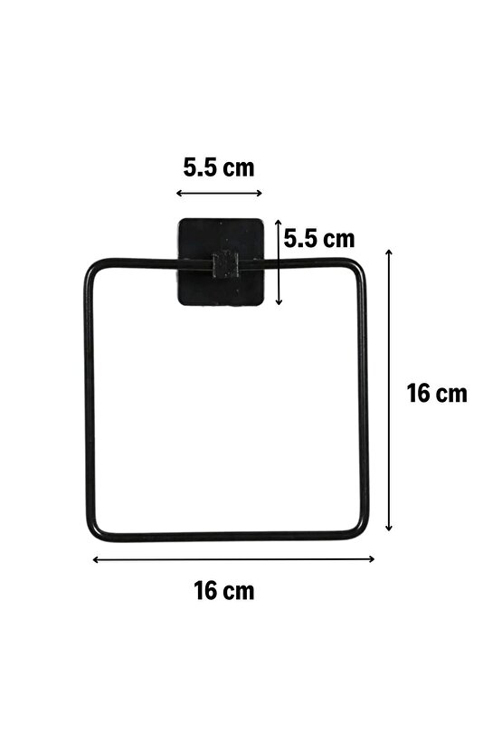 Buffer® Kendiliğinden Yapışkanlı Siyah Paslanmaz Metal Kare Havluluk