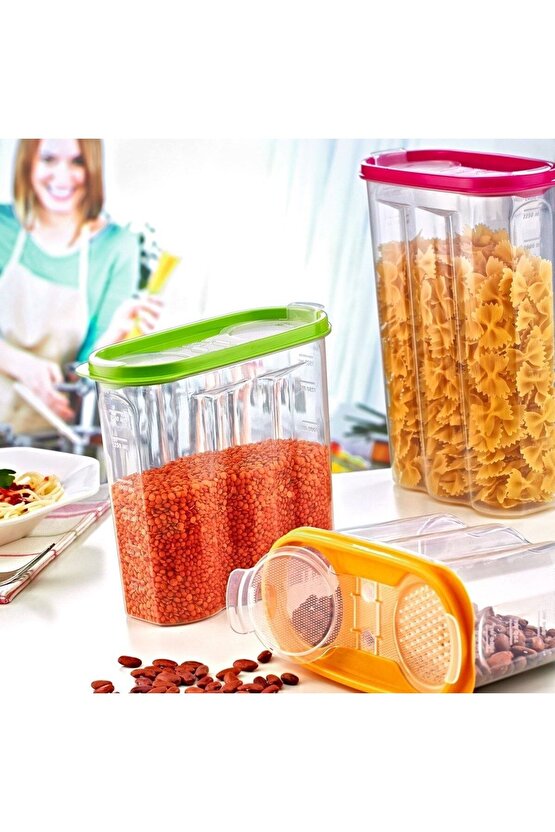 2 Kapaklı Ölçekli Erzak Kuru Gıda Saklama Kutusu Kabı 24 Litre-SA940 (4767) - SGM1747-2276