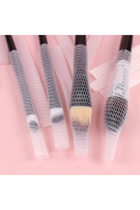 Makyaj Far Allık Kontür Eyeliner Fırça Malzemeleri Ürünleri Koruyucu File Kapak Örgü Kılıf Set 20li