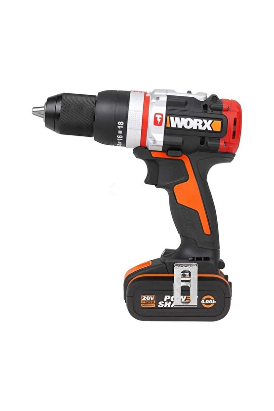 Wx354.4 20volt4.0ah Li-ion Çift Akülü Kömürsüz Profesyonel Şarjlı Darbeli Matkap