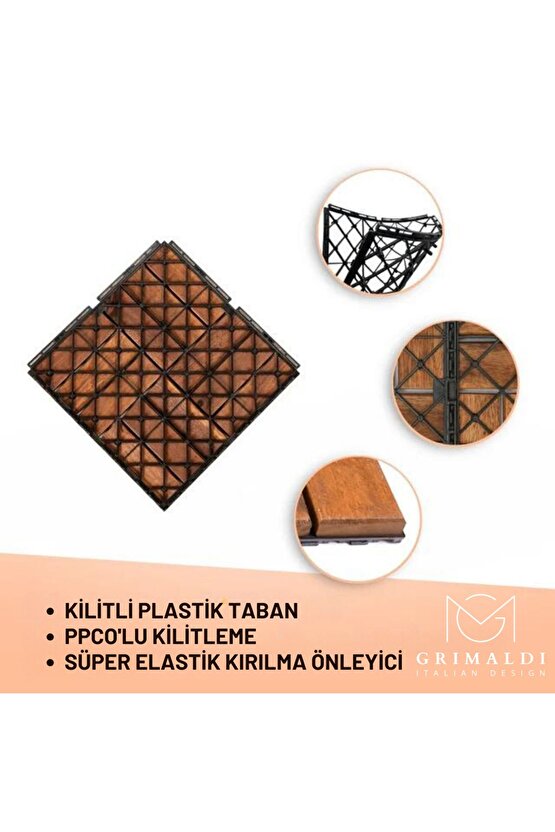 Gunbo Home Masif Akasya , Ahşap Karo Zemin Kaplaması 30x30cm (9 ADET KARO = 0,81 M2) Kahverengi