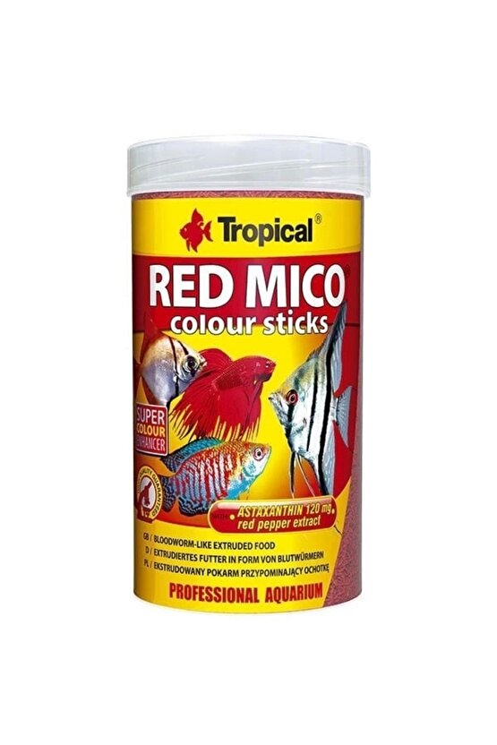 Red Mico Colour Sticks Kan Kurdu Içerikli Ekstrüde Balık Yemi 100 ml 32 gr