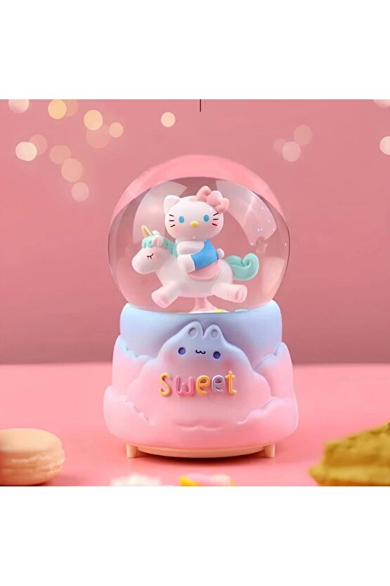 Hello Kitty Işıklı Müzikli Kar Küresi Orta Boy Alk3041