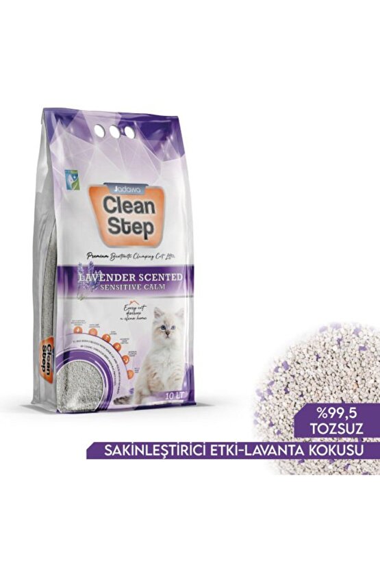 Clean Step Aktif Karbonlu Lavanta Kokulu Ince Taneli Topaklanan Bentonit Kedi Kumu 10 Lt