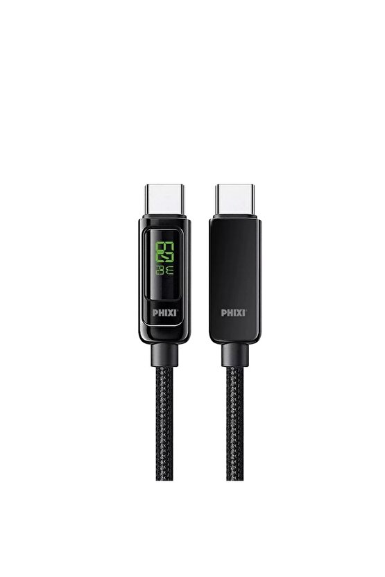 Ultimate Upd4160t 60w Lcd Ekranlı Metal Başlıklı Hasır Örgü Type-c To Type-c Hızlı Şarj Ve Data Kabl
