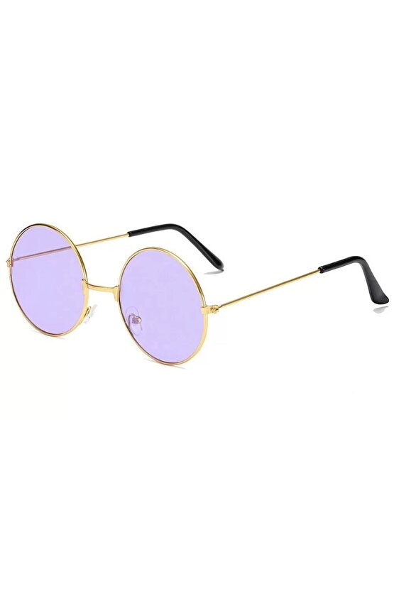 Yulak Cam John Lennon Tarzı Gold Çerçeveli Mor Gözlük