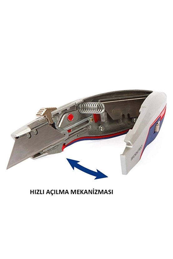 Wp213011 Ağır Hizmet Alüminyum Gövde Geri Çekilebilir Rötuş Maket Bıçağı 3 Adet Yedek Bıça