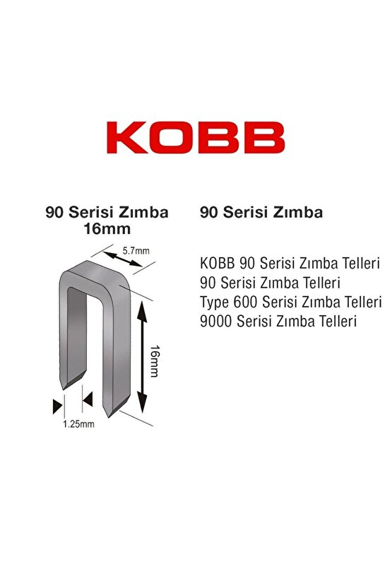 Kbz9016 16mm 2500 Adet 90 Serisi Ağır Hizmet Tipi Zımba Teli