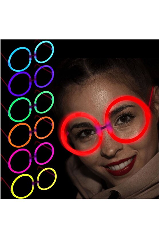 Glow Yulak Gözlük - Glow Partisi Gözlükleri - Glow Stick Gözlük 12 Adet
