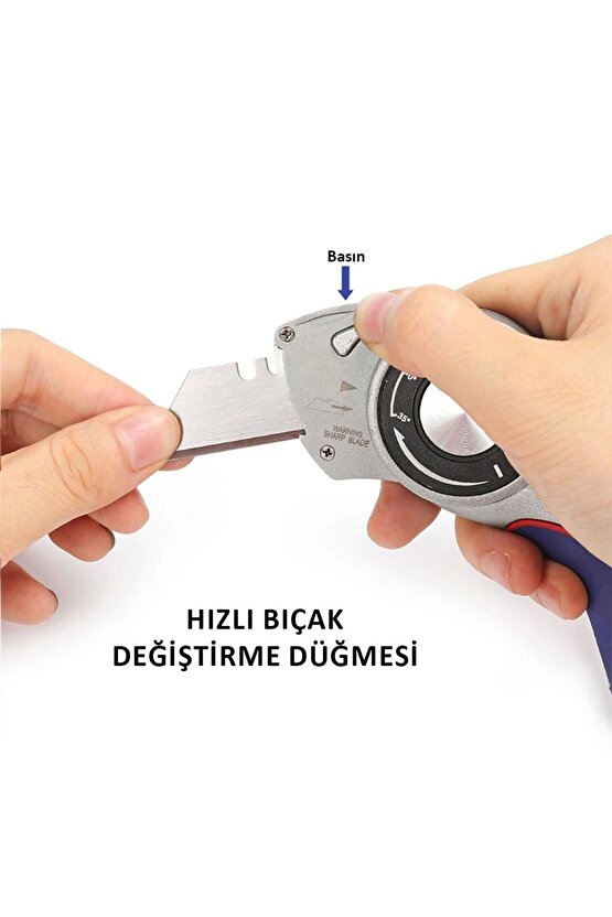 Wp211013 Ağır Hizmet Alüminyum Gövde Açı Ayarlı Katlanır Rötuş Maket Bıçağı 5 Adet Yedek B