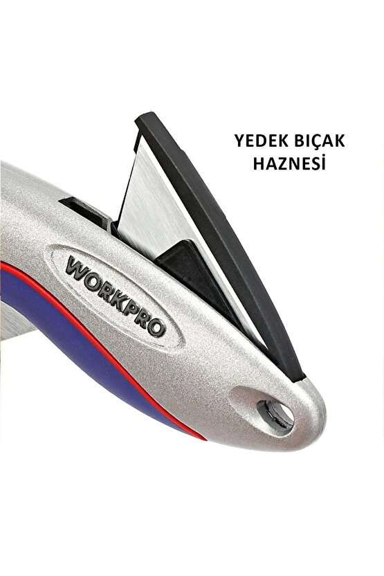 Wp211013 Ağır Hizmet Alüminyum Gövde Açı Ayarlı Katlanır Rötuş Maket Bıçağı 5 Adet Yedek B