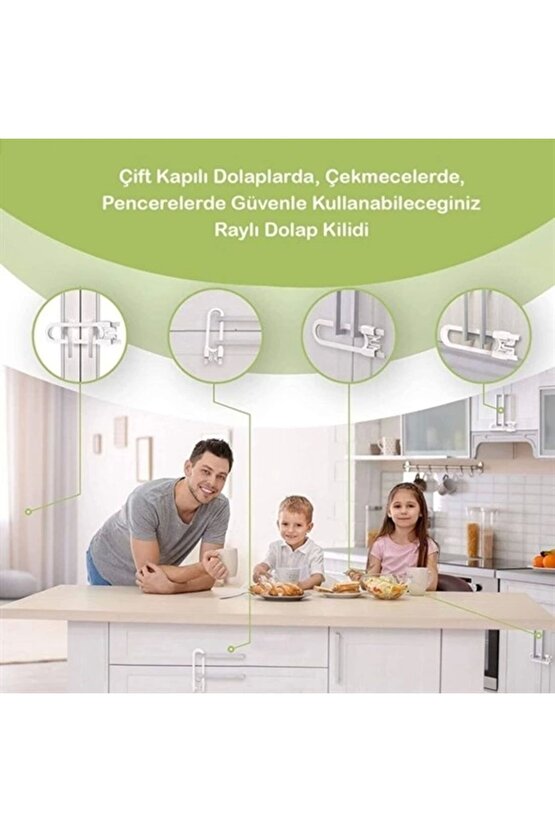 Bebek Çocuk Çekmece ve Dolap Koruma Raylı Güvenlik Sistemi Emniyet Kilidi (4767)