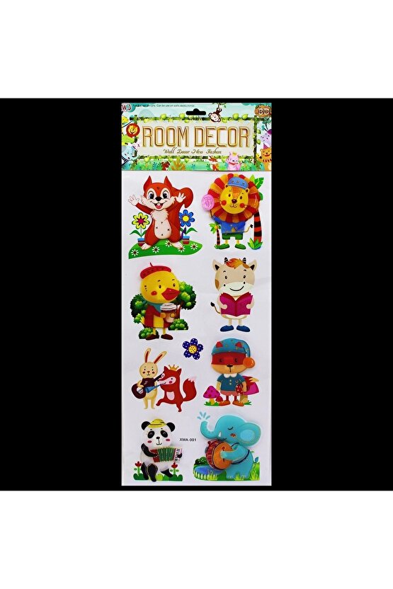 Şirin Hayvan Figürlü Duvar Sticker Mix 8d 8-9 Parça (4767)